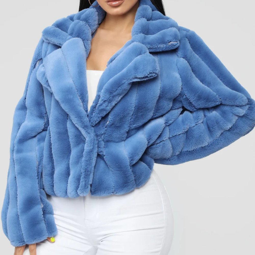 Fashion Nova - Faux Fur Jacket - Baby Blue